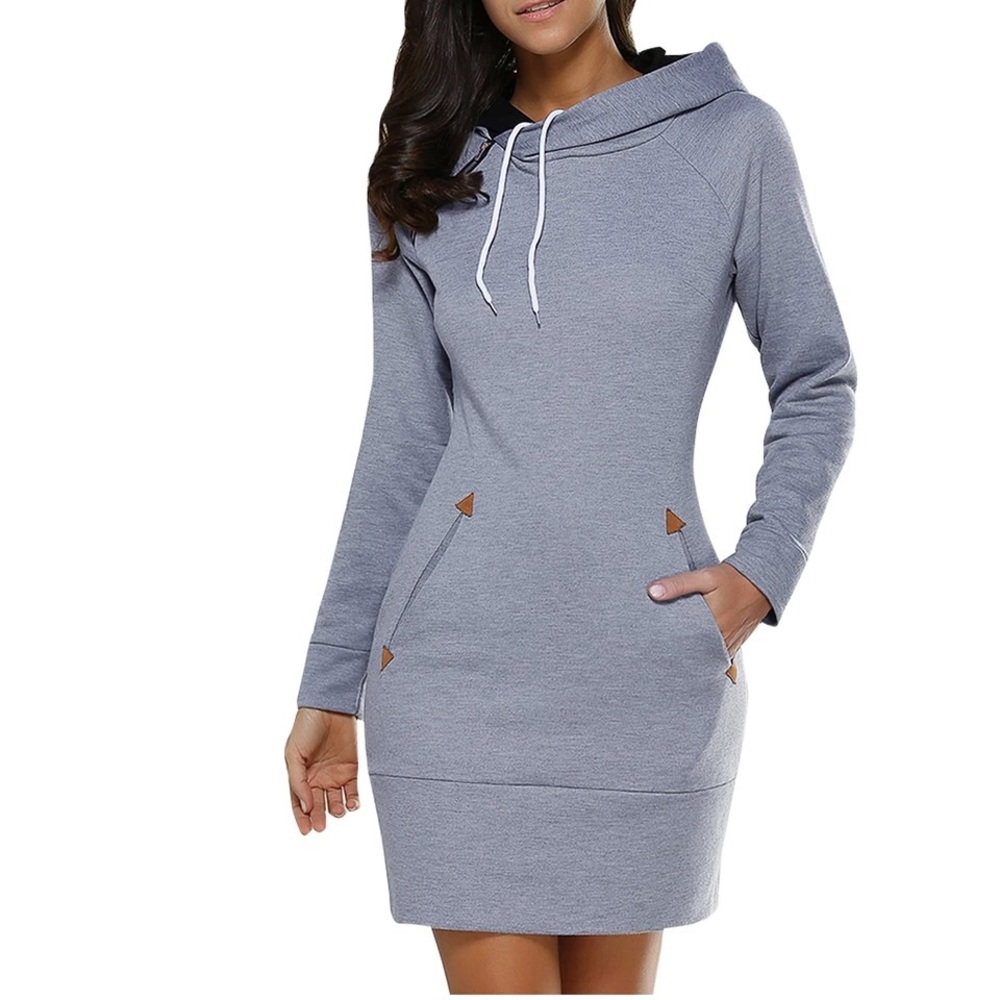 Gray winter hoodie dress